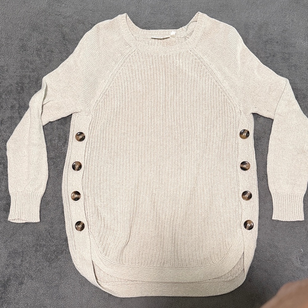 RD Style Beige Button-Detail Sweater